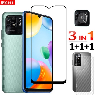 ฟิล์มกระจกนิรภัยกันรอยหน้าจอ 3-in-1 สําหรับ Xiaomi Redmi 10 10C 10A 9T 9A Note 9S 9 Pro Note 8 Pro Note 7 Note 6 Mi Note 10 Lite Poco X3 NFC