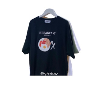 พร้อมส่ง เสื้อยืด Oversize ลาย breakfast ไข่ดาว 🥓