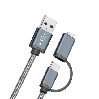 Newmine USB สำหรับ Type-C/Apple สำหรับ iPhone Android หัวเว่ยโทรศัพท์มือถือไนลอนทอตาข่ายสองในหนึ่งสายข้อมูล