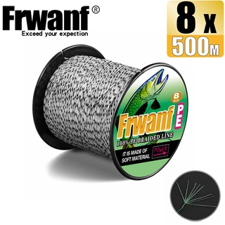 Frwanf สายเอ็นตกปลาถัก PE 500 ม. 8 เส้น 6-300LB สีดํา และสีขาว X8