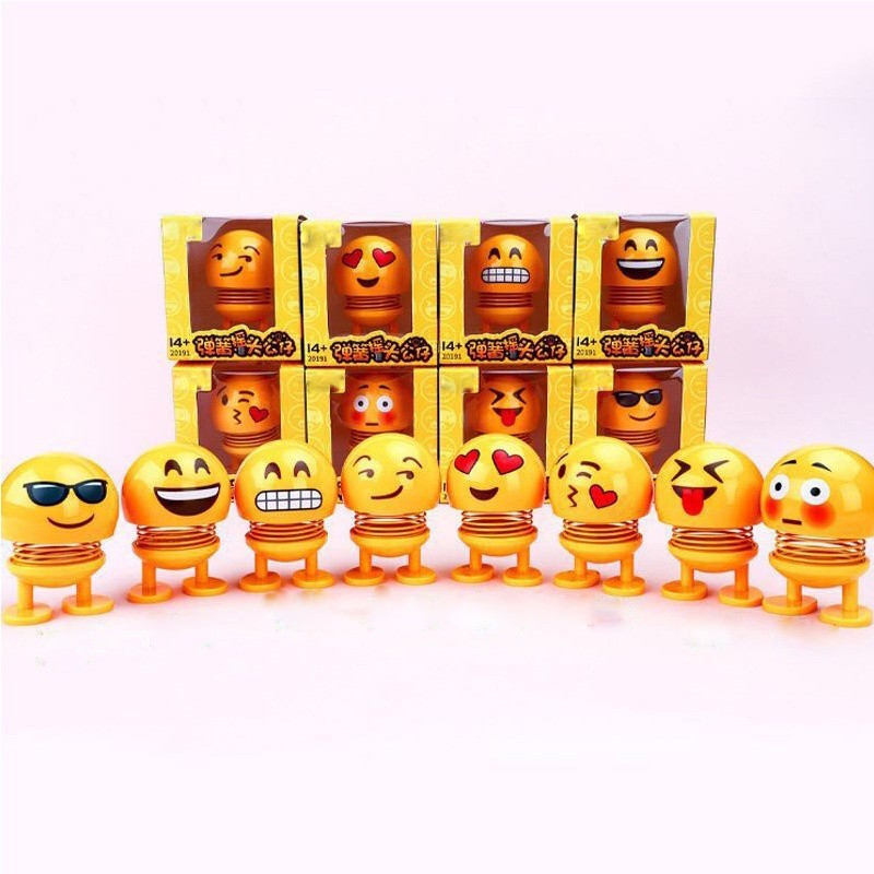 {DD} ตุ๊กตาสปริง ดุ๊กดิ๊ก สไตล์อีโมจิ ส่ายหัวได้ สำหรับติดรถ 14 ชิ้น/เซต