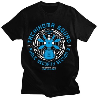 [100% Cotton] เสื้อยืดแขนสั้น ผ้าฝ้าย พิมพ์ลายอนิเมะ Ghost In The Shell Gits Manga Tachikoma Squad Walker Robots สไตล์ญี