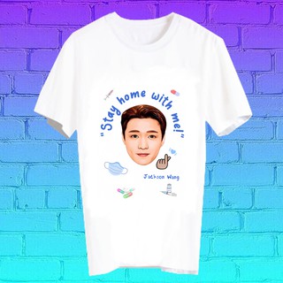 สั่งทำ เสื้อยืด Fanmade เสื้อแฟนเมด เสื้อยืดลายโควิด โควิด19 covid19 STAY HOME WITH ME BLK36 แจ็คสัน หวัง Jackson Wang