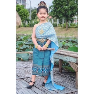 ชุดสไบเด็กผู้หญิงคู่กับผ้าถุงหน้านางยาวสำเร็จรูป ทางร้านขายแยกนะคะ ลูกค้าสามารถเลือกผ้าถุงเองได้ค่ะ