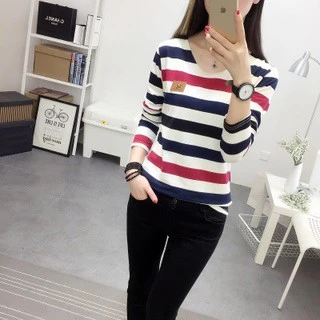 NEWรุุ่น-207ใหม่ผู้หญิงแขนยาวลายเสื้อลิ้วbottomingเสื้อยืด Trend สไตล์เกาหลี ผ้าสวมใส่สบาย พร้อมส่ง จ่ายปลายทาง
