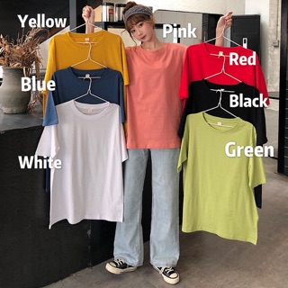 🔥พร้อมส่ง🔥 เสื้อยืด OverSiZe ✨สีพื้น ✨ มี 7 สี 🧧