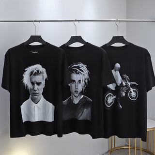 [S-5XL]เสื้อยืดแขนสั้นลําลอง ขนาดใหญ่ พิมพ์ลาย FEAR OF GOD FOG Justin Bieber Portrait สําหรับผู้ชาย