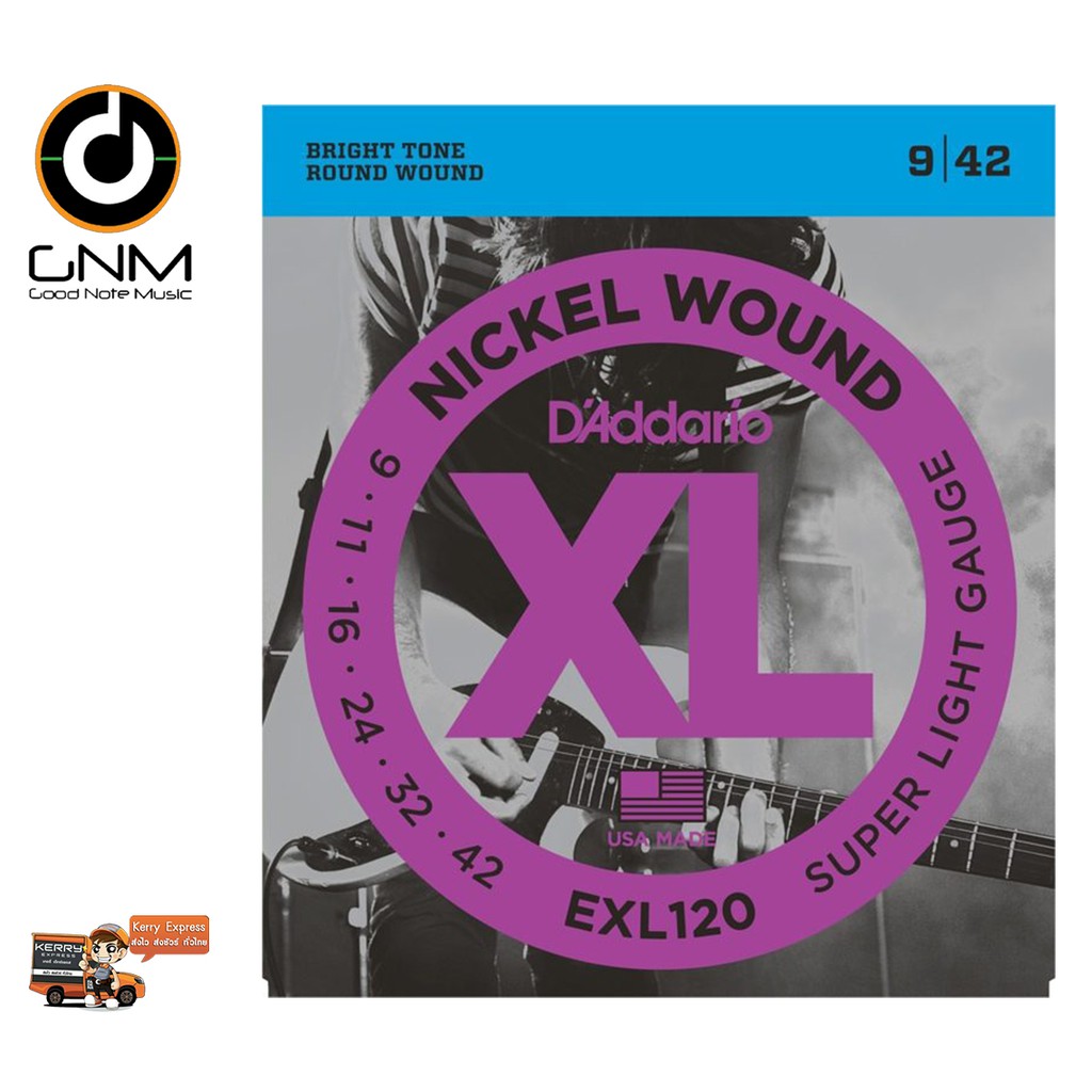 D'Addario® สายกีตาร์ไฟฟ้า เบอร์ 9 แบบนิกเกิล รุ่น EXL120 (Super Light, 9-42)