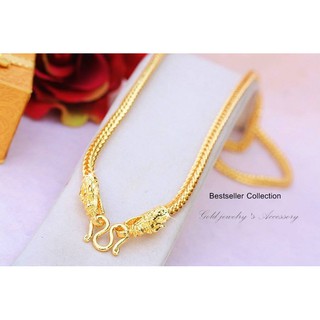 สร้อยคอทอง นน 2 บาท ขั้วมังกรทอง ลายสี่เสา ลายสวย สีทองไม่หลอกตา ชุบทองแท้หนา 5 ไมครอน น้ำหนักเหมือนของแท้ค่