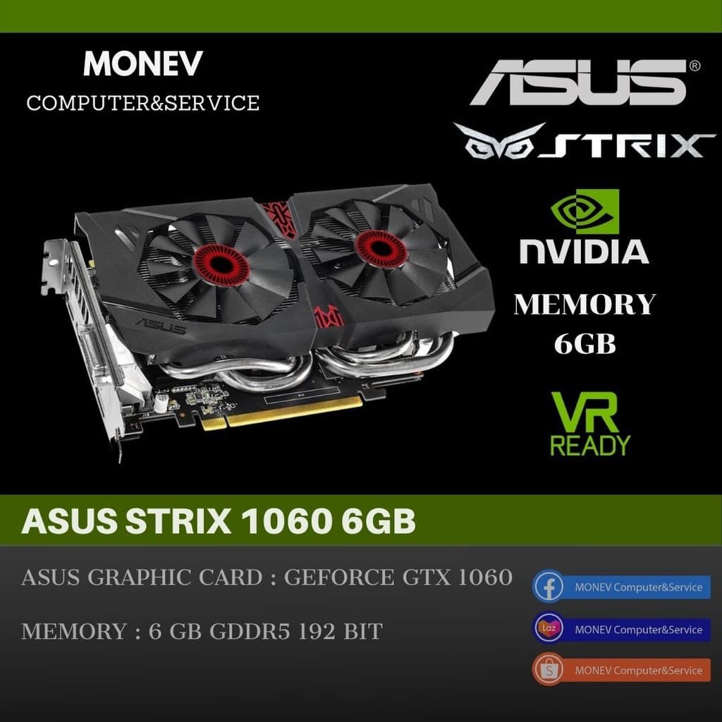 VGA การ์ดจอ Asus Nvidia Strix 1060 6GB DDR5 แพ็ค 3 ตัว