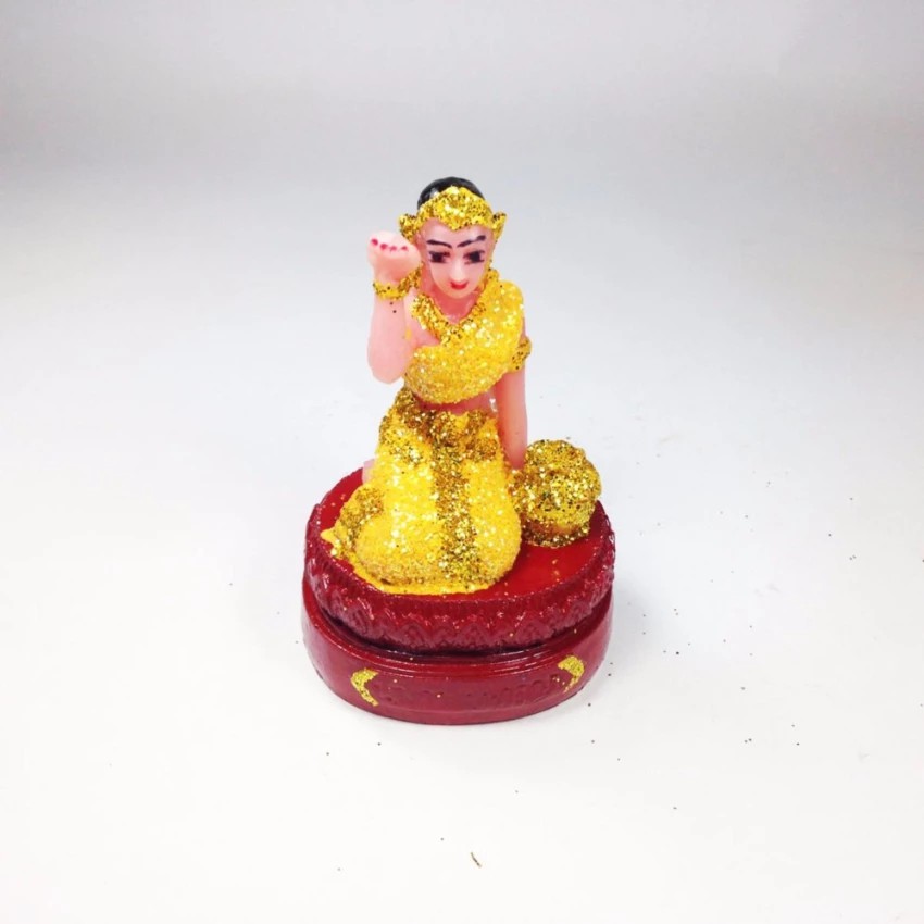 JMT นางกวัก เล็ก สีเหลืองแต่งกากเพชร