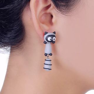 ต่างหูแลคคูน ทำจากโพลีเมอร์ ต่างหูแฟชั่น