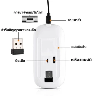 เมาส์บลูทูธไร้สาย USB เมาส์แบบชาร์จไฟได้ เมาส์ทำงาน เหมาะสำหรับ ipad แลปทอป