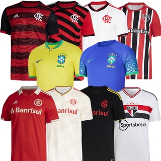 เสื้อกีฬาแขนสั้น ลายทีมชาติฟุตบอล Brazil Jersey Internacional Jersey 2022 Sao Paulo Jersey Flamengo Jersey 22-23 ชุดเหย้า *** พร้อมส่ง