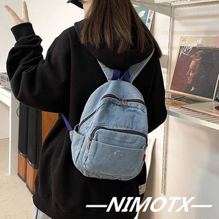 กระเป๋าสะพายข้าง ผ้าเดนิมผ้าวรรณกรรม Mini Small School Bag Female Backpack ลำลองขนาดเล็กช้อปปิ้งขนาดเล็กกระเป๋าหลัง 2021