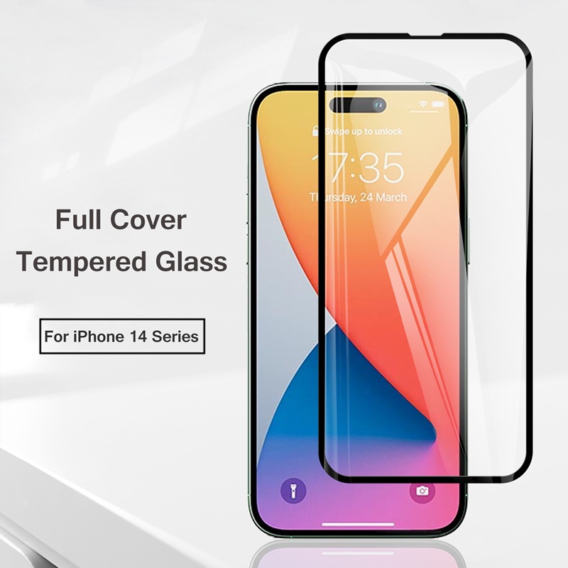 กระจกนิรภัยแบบเต็มหน้าจอสําหรับ Apple iPhone 14 iPhone14 Pro Max Plus 5G 9H Ultra Thin Premium โทรศั