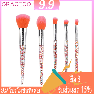 Gracedo ชุดแปรงแต่งหน้า ด้ามจับใส ลายดอกไม้ สําหรับคอนทัวร์ อายแชโดว์ บลัชออน 5 ชิ้น