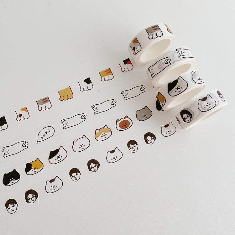 Oya 丨 เกาหลี 3 เดือน Cat Paw Print Bear Washi Tape Love Cake Handbook Sticker Sealing Sticker