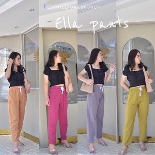 กางเกงผ้าฝ้ายผสมลินิน รุ่น "Ella pants" รับประกันความcute👏🏻 กางเกงขายาวผู้หญิง