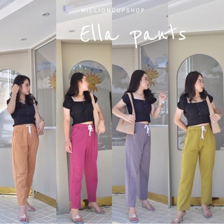 กางเกงผ้าฝ้ายผสมลินิน รุ่น "Ella pants" รับประกันความcute👏🏻 กางเกงขายาวผู้หญิง