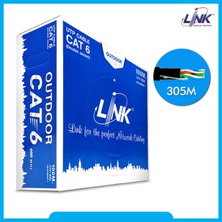 LINK US-9106OUT-1 : CAT 6 UTP, PE OUTDOOR w/Cross Filler, 23 AWG (Double Jacket) สีดำ 100 M.