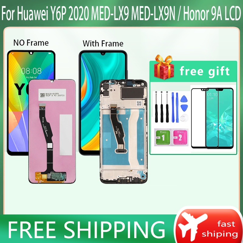 ต้นฉบับสําหรับ Huawei Y6P 2020 MED-LX9 MED-LX9N Honor 9A Enjoy 10E หน้าจอสัมผัส LCD กรอบ