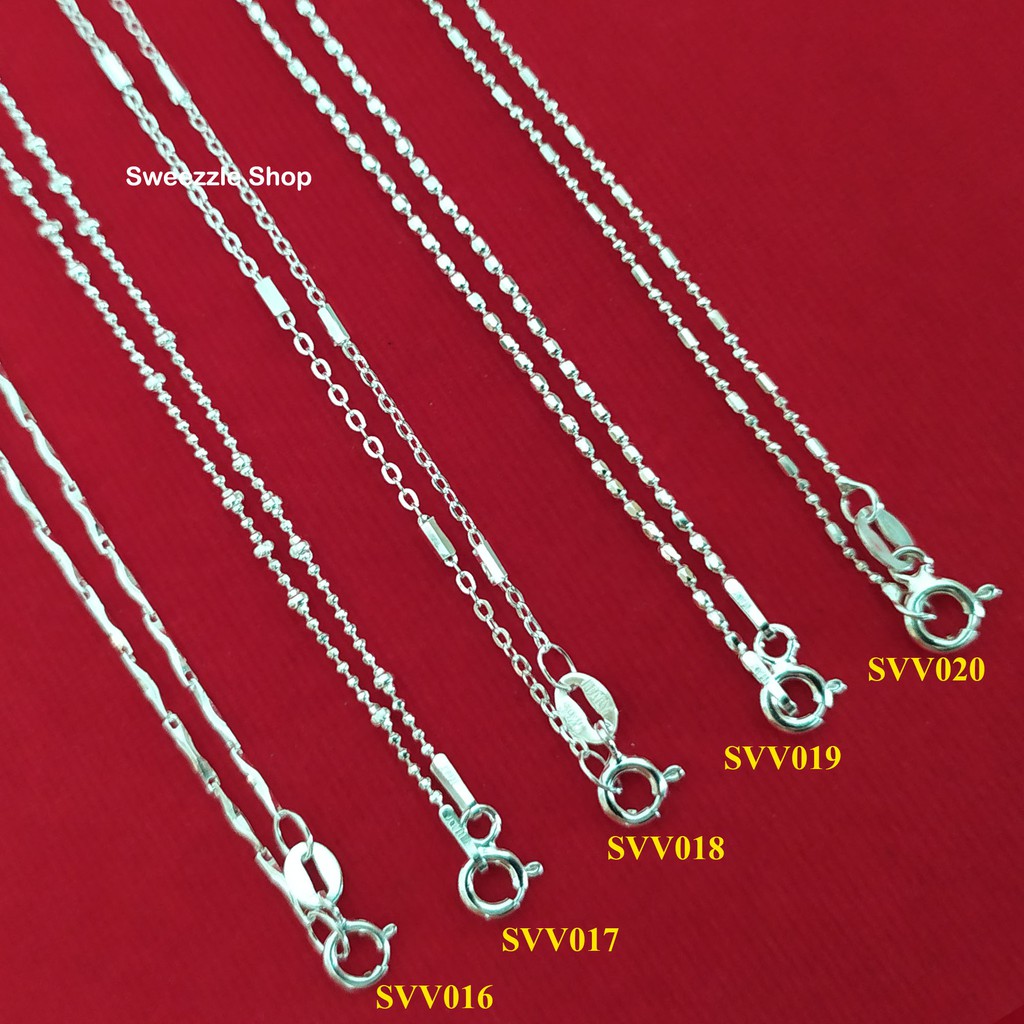 สร้อยคอเงินแท้ ลายอิตาลี ตะขอปั้ม 925 ITALY ยาว 18 นิ้ว สร้อยมีลาย 20 แบบให้เลือก [SVV001-20] Silver