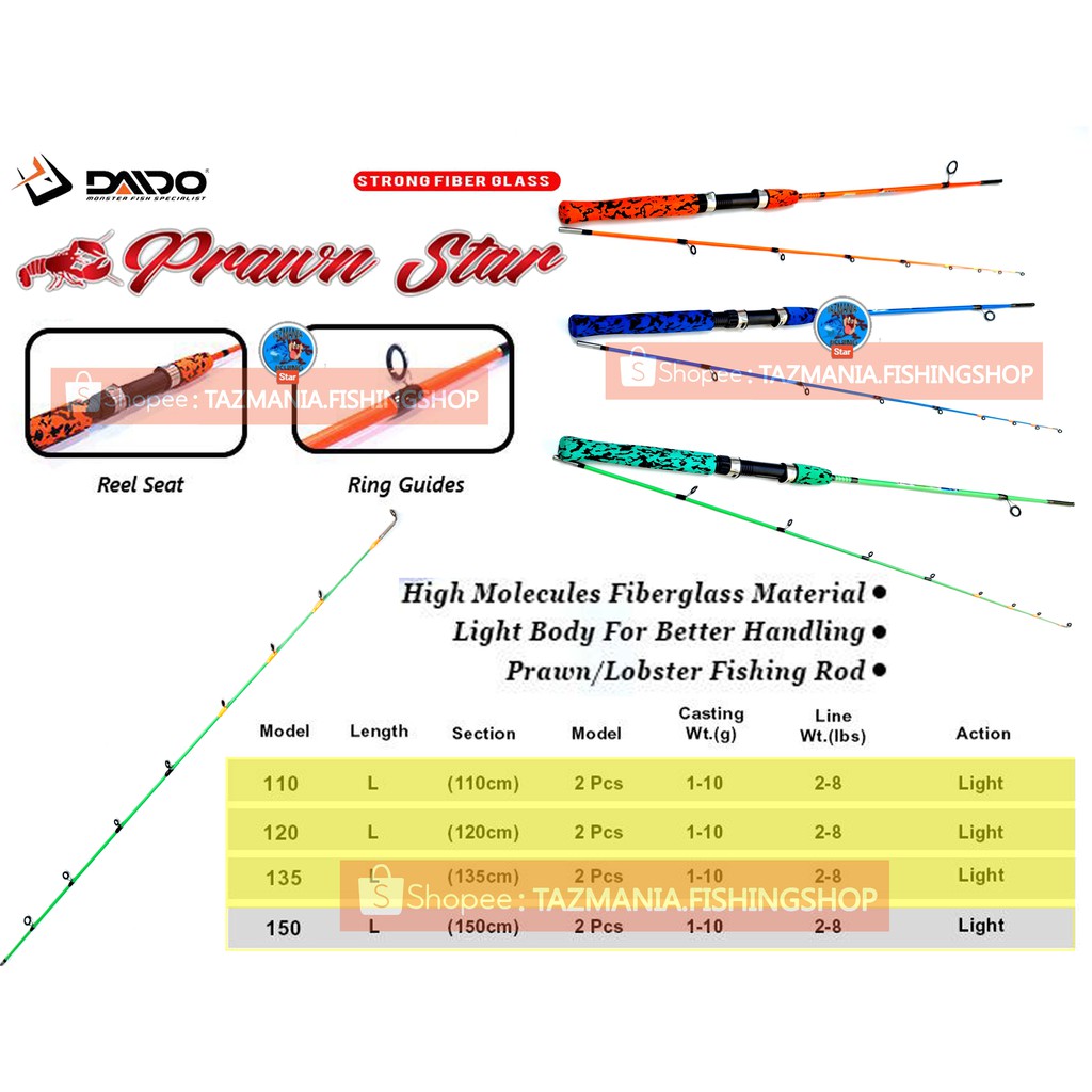 DAIDO PRAWN STAR FIBER ROD 120CM~150CM