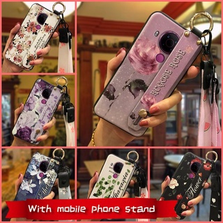 For Girls Anti-knock Phone Case For Nokia 5.4 Durable Wristband Back Cover Lanyard Soft Wrist Strap