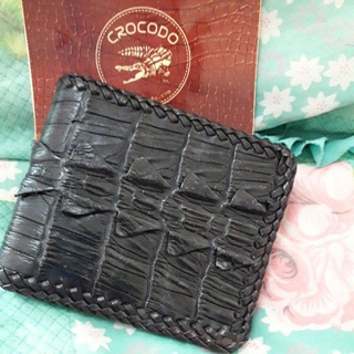 crocodile bifold wallet black จระเข้ กระเป๋าสตางค์