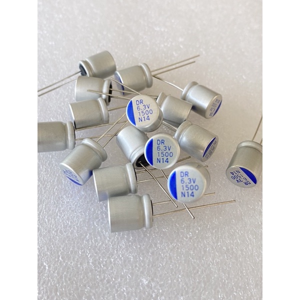 1500UF 6.3V C1500UF 6.3V (แพ็ค10ตัว)คาปาซิเตอร์สีเงิน แท้ใหม่แกะกล่อง Made in Italy ขนาด10x12mm เกรดอย่างดี C1500UF6.3V