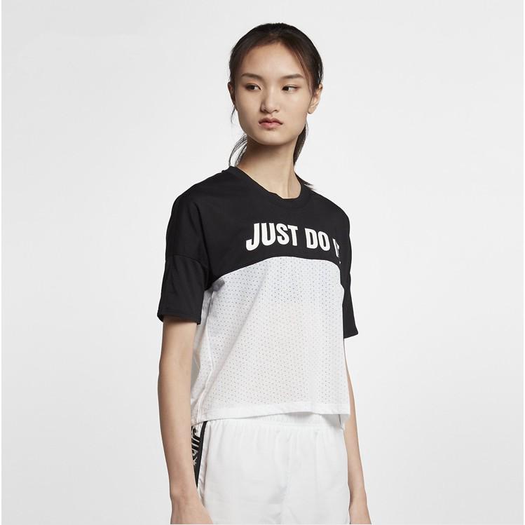 Original nike womens short sleeve tshirt black AJ8663 JUST DO IT Quick dry