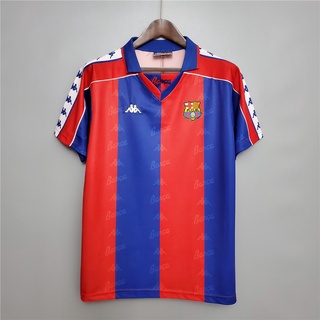 เสื้อกีฬาแขนสั้น ลายทีมชาติฟุตบอล Barcelona เกรด AAA 92-95 ชุดเหย้า สไตล์เรโทร สําหรับผู้ชาย