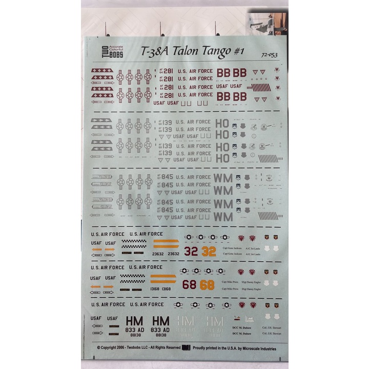 TWOBOBS 72-053 T-38A Talon Tango 1 1/72 - DECAL