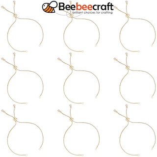 Beebeecraft สร้อยข้อมือทองเหลือง 9.4 นิ้ว (24 ซม.) 10 ชิ้น พร้อมตัวสไลด์ ปรับได้ สําหรับทําเครื่องประดับ DIY