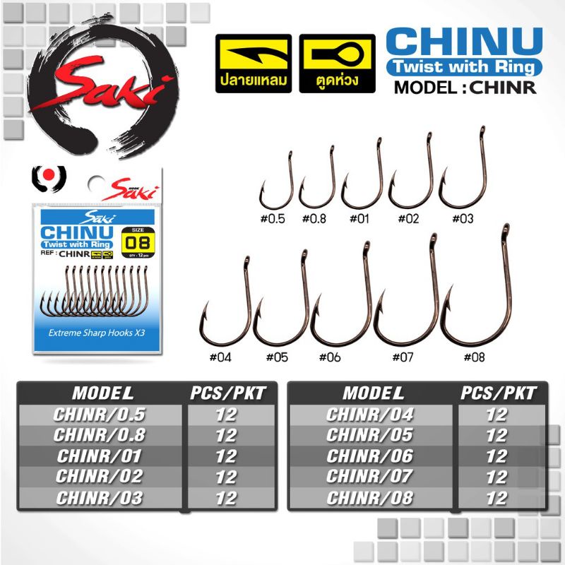 ตัวเบ็ดชินุ ซากิ CHINR แบบตูดห่วง