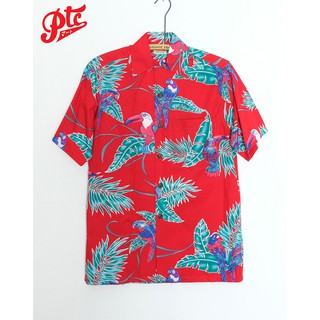 เสื้อฮาวาย GO BAREFOOT "TROPICAL BIRDS" RED