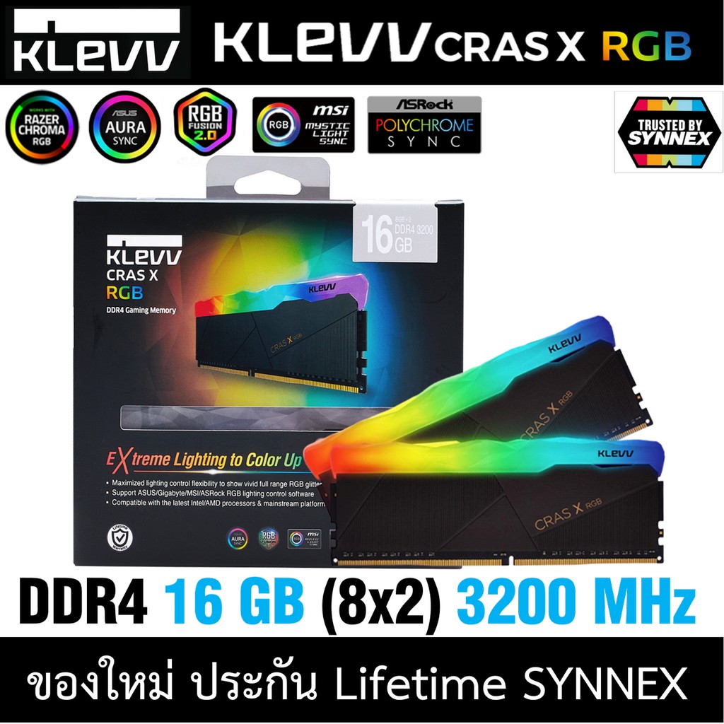 RAM KLEVV CRAS X RGB  16GB (8GBx2) 3200MHz DDR4 (KD48GU880-32A160X)