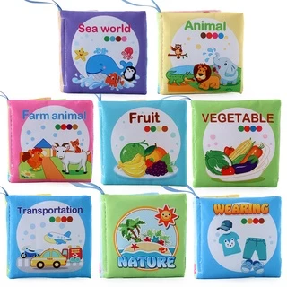 Babypartys หนังสือผ้า กันน้ำ เสริมพัฒนาการเด็ก หนังสือรูปภาพ มีเสียงกรอบแกรบ ของเล่นเด็ก