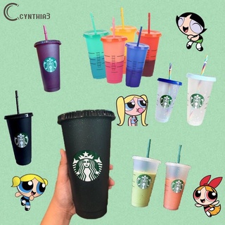 Starbucks แก้วน้ําพลาสติก กลิตเตอร์ เปลี่ยนสีได้ ใช้ซ้ําได้ |Cynt3