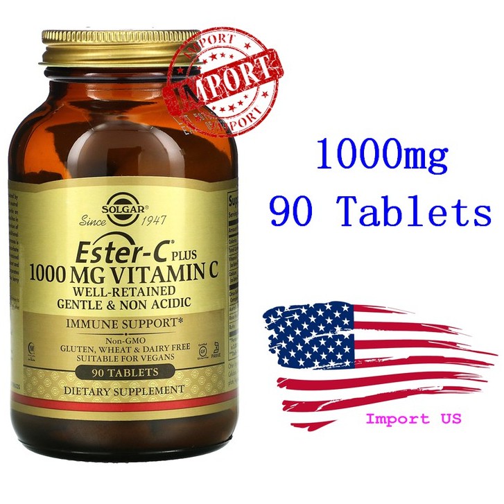 [9.9] Solgar Ester-C Plus 1000 mg, 90 Tablets, Vitamin C, วิตามินซี