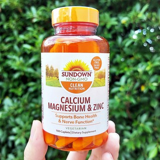 แคลเซียม แมกนีเซียม และสังกะสี Calcium Magnesium &amp; Zinc 100 Caplets (Sundown Naturals®)