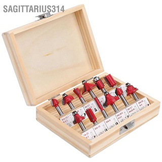 Sagittarius314 12Pcs Shank Carbon Steel Woodworking Tool Cutter Router Bit Set with Box 1/4”