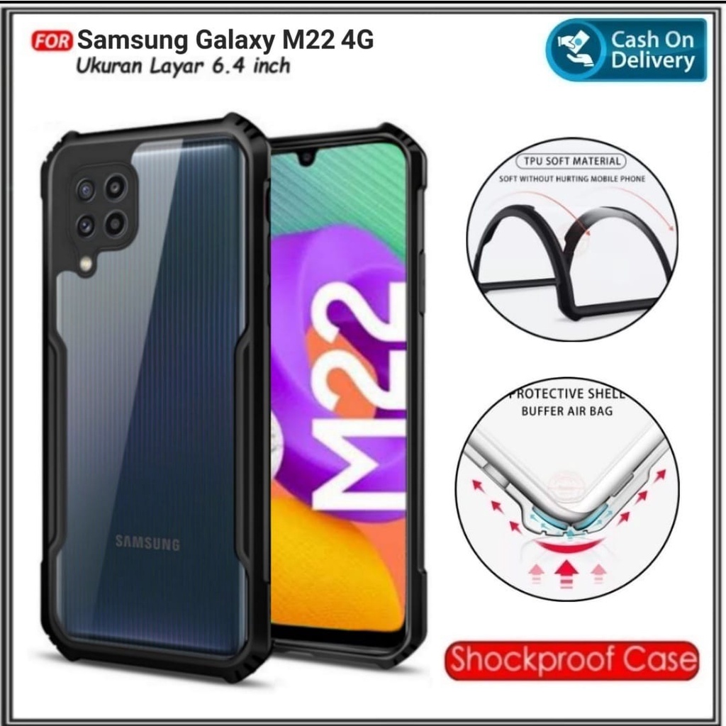 เคส Samsung M22 F22 4G Soft Hard Fusion โปร่งใสกันกระแทก Galaxy M22 F22 4G