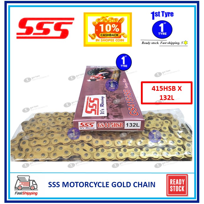 RANTAI SSS GS415 HSB GOLD-BLACK RACING CHAIN GS415HSB X 132L (จานสีทอง (เฉพาะ) 415