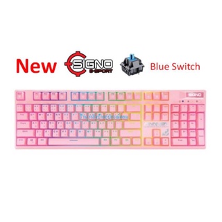 Signo ⚡️FLASH SALE⚡️ (ราคาพิเศษ) (กันน้ำได้ 100 % สินค้าใหม่) KB-741P Pinkker RGB Blue Switch Mechanical Keyboard