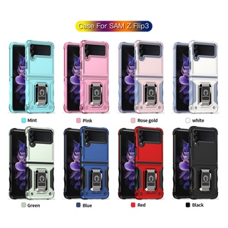 เคสโทรศัพท์มือถือ ฝาพับ พร้อมแหวนขาตั้ง สําหรับ Samsung Galaxy Z Flip 3 Flip3