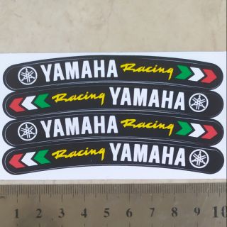 4ชิ้น สติ๊กเกอร์แต่งวงล้อรถ Yamaha Racing 2ลายใน1แผ่น