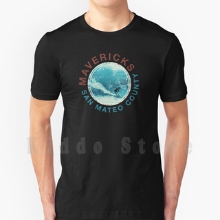 เสื้อยืดผ้าฝ้ายพิมพ์ลายคลาสสิกเสื้อยืดผ้าฝ้ายพิมพ์ลาย Mavericks Surf Moon Bay Big Wave สําหรับผู้ชาย