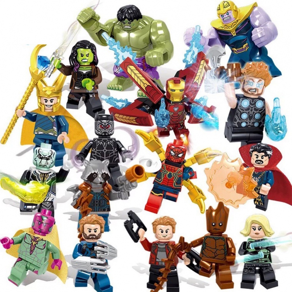 ชุดตัวต่อฟิกเกอร์ Superhero Marvel Avengers Lego ขนาดเล็ก 16 ชิ้น